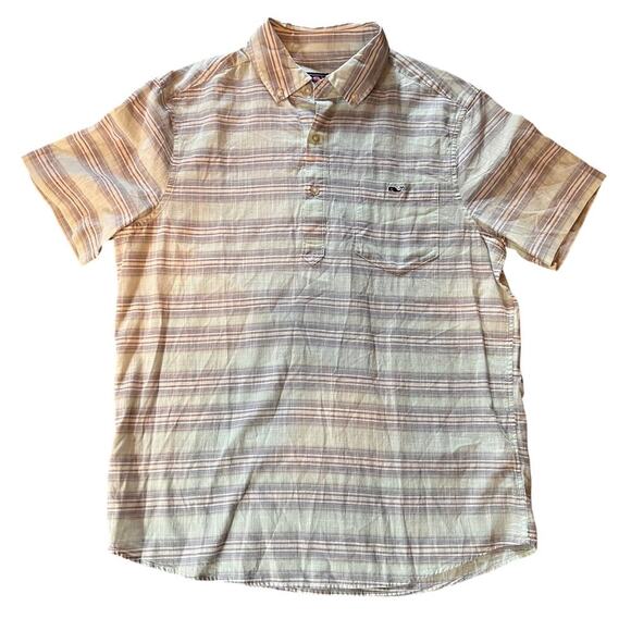Vineyard Vines Men's 100% Cotton Short Sleeve Popover Shirt. Size Medium - Picture 1 of 7
